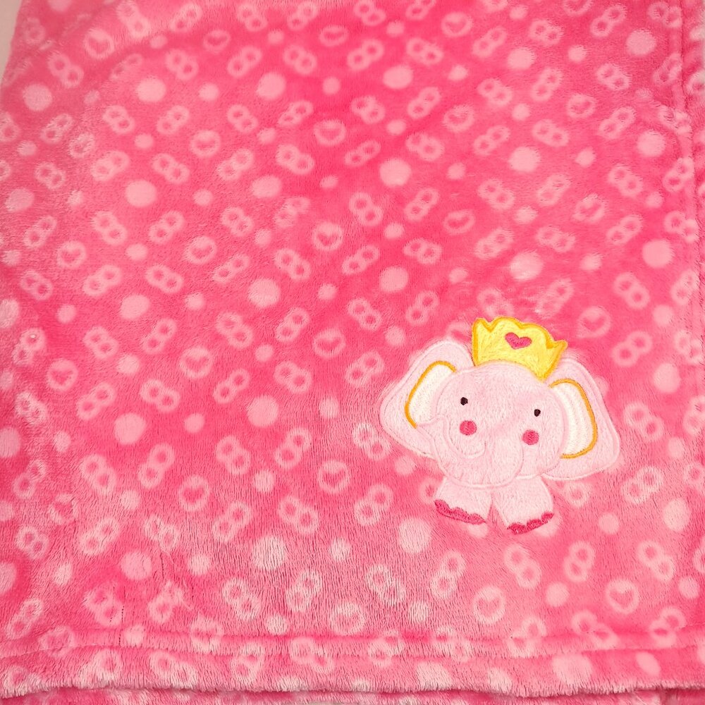 Le Bebe Favorite Elephant Blanket baby Security Lovey Crown Pink princess queen